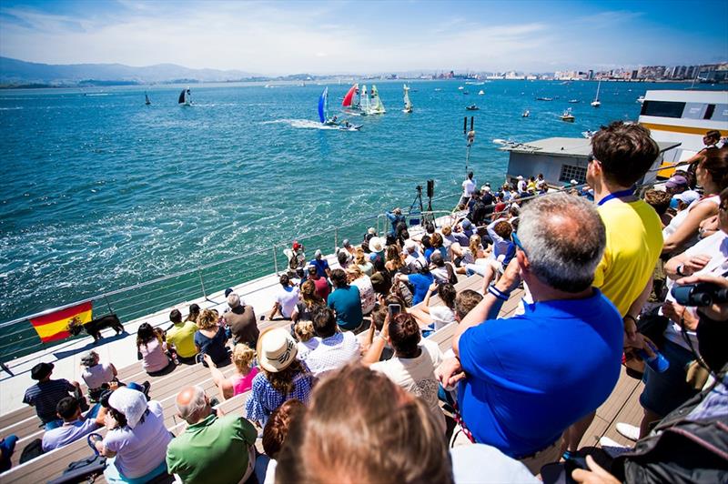 Spectators watch on from the Dune on day 5 of the World Cup Series Final in Santander photo copyright Tomas Moya Llado / Sailing Energy / World Sailing taken at  and featuring the 49er class