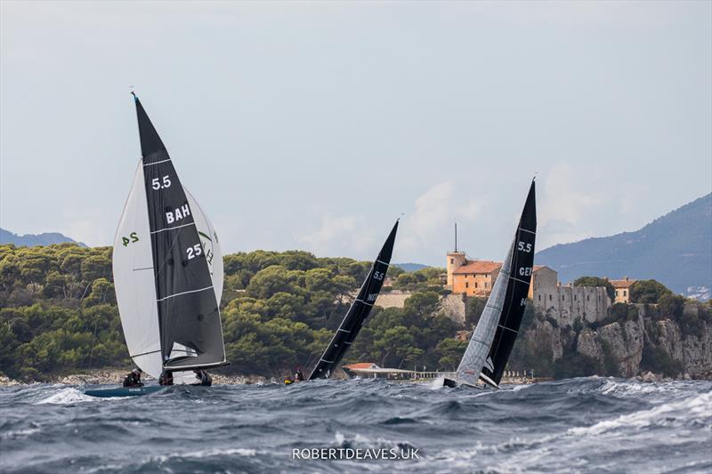 Rough seas in Cannes on Wednesday - 2022 5.5 Metre French Open at the Regates Royales, Day 2 photo copyright Robert Deaves taken at Yacht Club de Cannes and featuring the 5.5m class