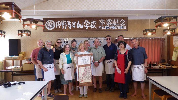 Group holding Udon-making certificates. - photo © Stephen and Nancy Carlman