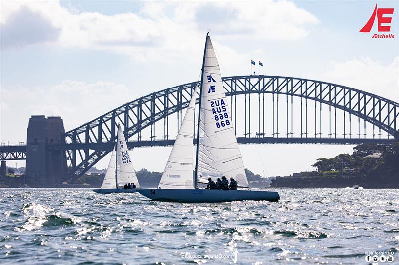 Yandoo XX skippered by Nev Wittey with RSYS youth squad members finished third in Race 3 - Etchells NSW Championship photo copyright Nic Douglass / www.AdventuresofaSailorGirl.com taken at Royal Sydney Yacht Squadron and featuring the Etchells class