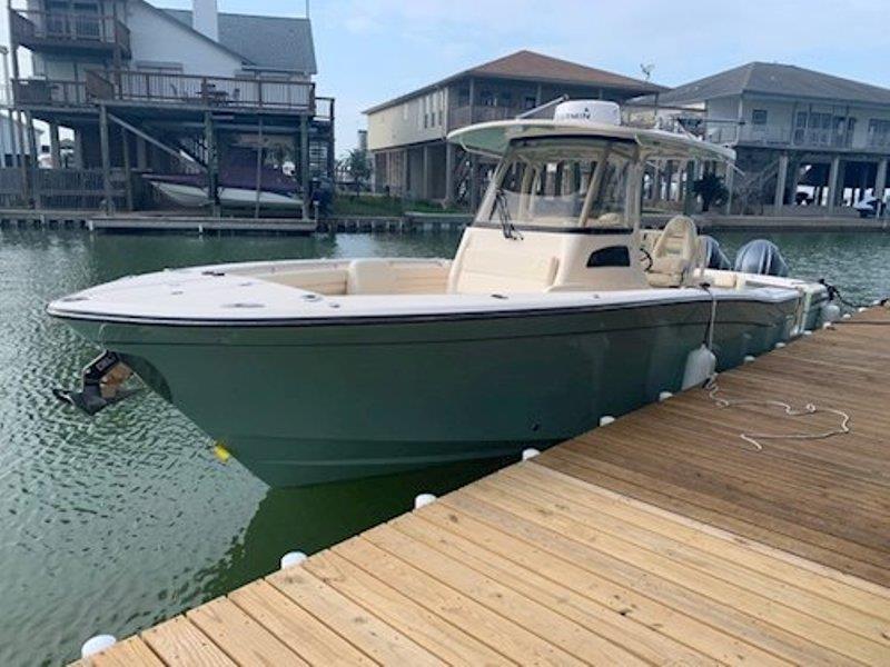 The Shields' new Canyon 306 looks great at the dock photo copyright Grady-White taken at  and featuring the Fishing boat class