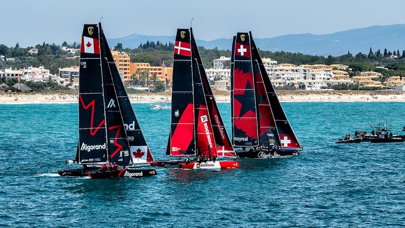 Team Canada, Team Rockwool Racing and Black Star Sailing Team line up for a practice start photo copyright Sailing Energy / GC32 Racing Tour taken at  and featuring the GC32 class