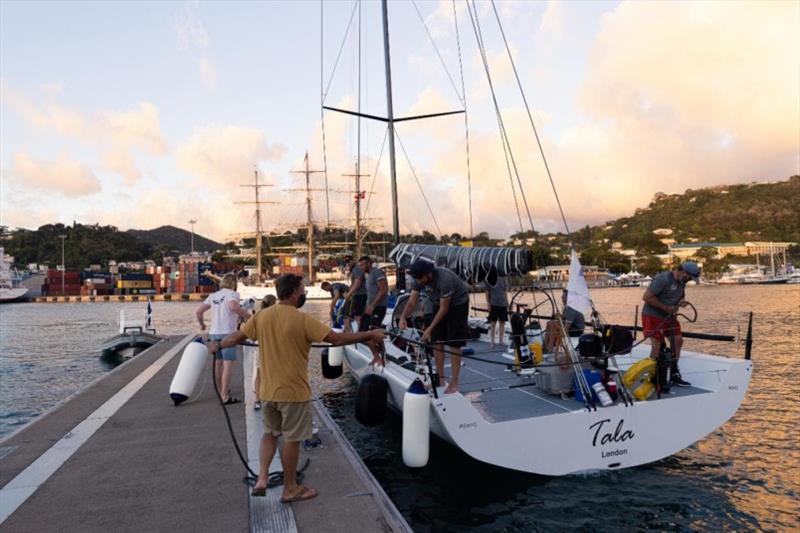 Zara Tremlett, Marina Manager and team at Port Louis were on the dock to welcome Tala photo copyright Arthur Daniel / RORC taken at Royal Ocean Racing Club and featuring the IRC class
