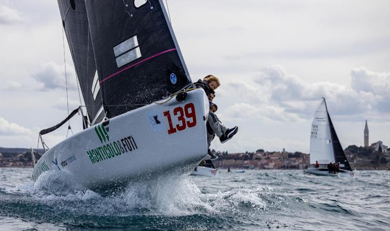 Some big waves on Day Two of the opening event of the Melges 24 European Sailing Series 2022 in Rovinj, Croatia - ALeAliEurocart ITA139 of Francesco Cricchiutti  photo copyright IM24CA / Zerogradinord taken at  and featuring the Melges 24 class