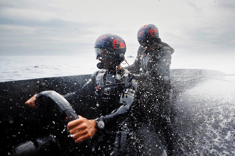 Arnaud Psarofaghis of Switzerland and Alinghi Red Bull Racing (L), Thierry Neuville of Belgium and Hyundai Shell Mobis WRT (R) perform during a Seat Swap in Barcelona, Spain - photo © Alinghi Red Bull Racing / Samo Vidic