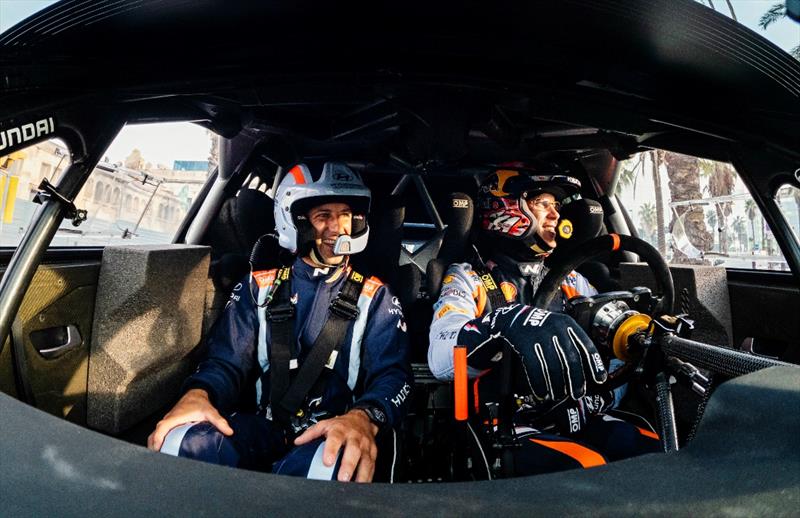 Arnaud Psarofaghis meets up with WRC's Dani Sordo and Thierry Neuville - photo © Alinghi Red Bull Racing / Samo Vidic