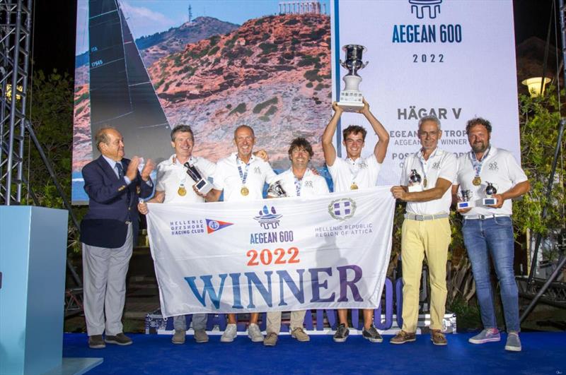 HAGAR V team, overall winners of the 2022 AEGEAN 600  photo copyright Nikos Alevromytis / HORC AEGEAN 600 taken at Hellenic Offshore Racing Club and featuring the ORC class
