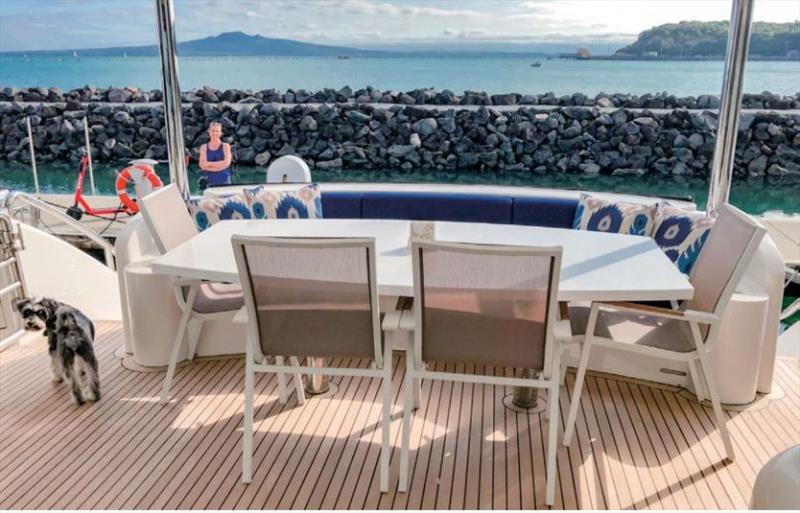 Enjoying the view from Enigma's aft deck. - photo © Horizon Yachts