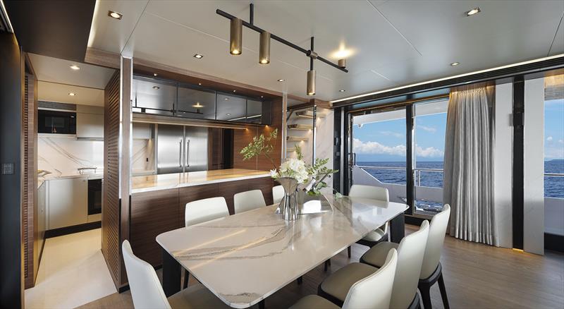 Horizon FD90 - Dining Area photo copyright Horizon Yachts taken at  and featuring the Power boat class