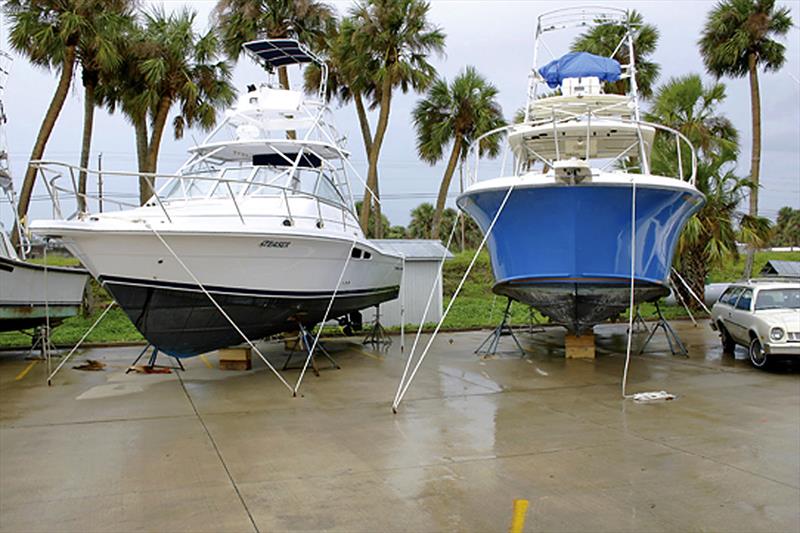 BoatUS says storing a boat ashore and taking additional measures, such as tying it down, may reduce the potential for hurricane damage photo copyright Amy Beth Krisanda taken at  and featuring the Power boat class