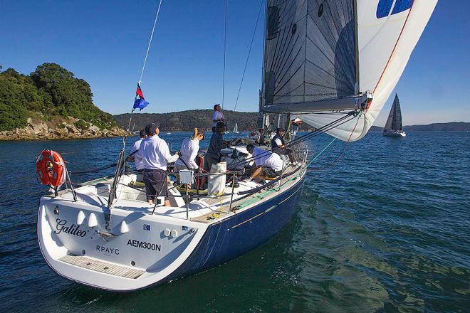 Under kite with Galileo at the Northern side of Lion Island. - 2016 Beneteau Pittwater Cup ©  John Curnow