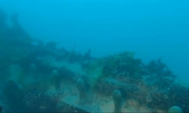 An image from the deck of the wreck of HMS Terror as it lies on the seabed. Photograph: Arctic Research Foundation  © Arctic Research Foundation