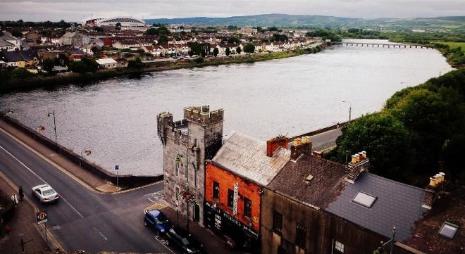 View up the River Shanon from atop one of King Johns Castle distinctive drum towers © SV Taipan