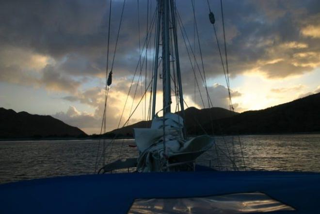 Getting ready to leave as the sun rises over St Kitts © Bluewater Cruising Association