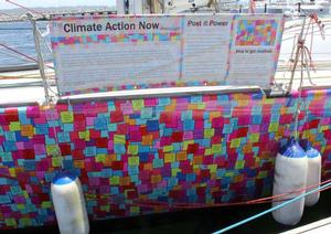 Lisa Blair's yacht is decorated with climate action messages. photo copyright ABC Great Southern: Lisa Morrison taken at  and featuring the  class