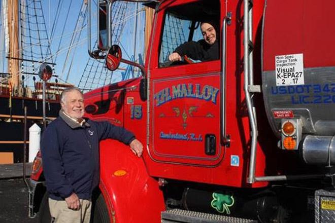 Newport Biodiesel Chairman Robert Morton with T.H. Malloy & Sons biodiesel-powered fuel truck. © OHPRI