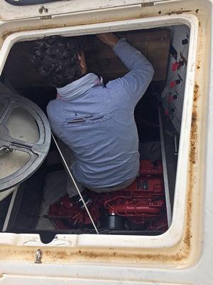 Henrique checking the engine compartments photo copyright Mission Océan taken at  and featuring the  class