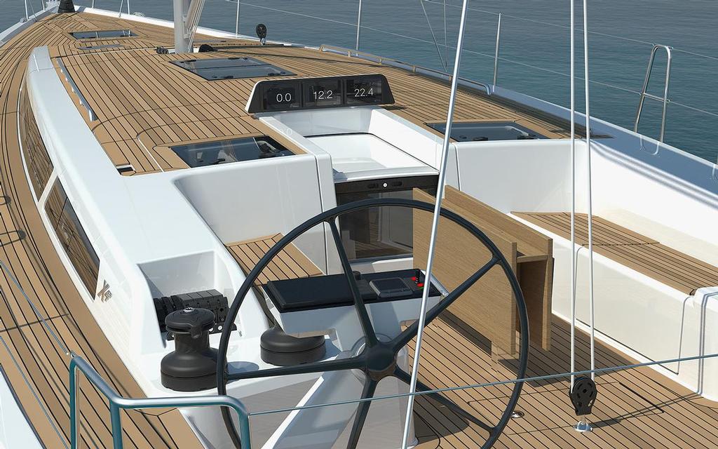All control lines leading in to the aft end of the cockpit and also the large binnacles to take screens and controls. - New X49 © X-Yachts