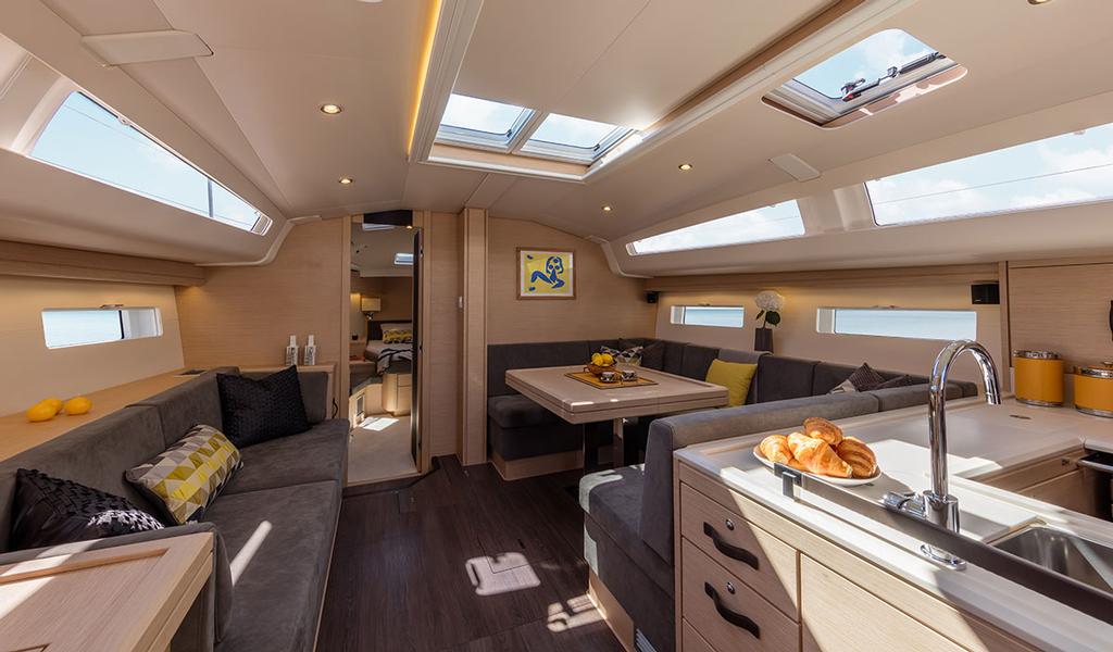 Bright and airy Main Saloon, looking for'ard into the Owner's Stateroom  - Jeanneau 51 © Jeanneau France
