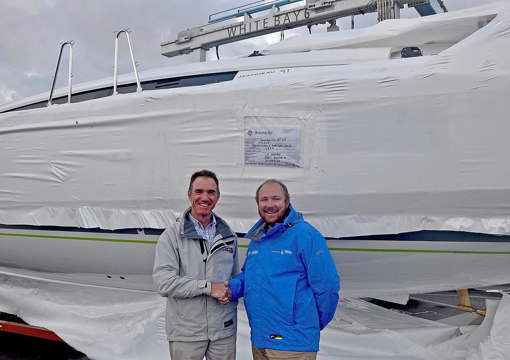 Lee Condell from Performance Boating Sales being congratulated by GM of White Bay 6, Jeremy Rose - Jeanneau 51 © Jeanneau Australia
