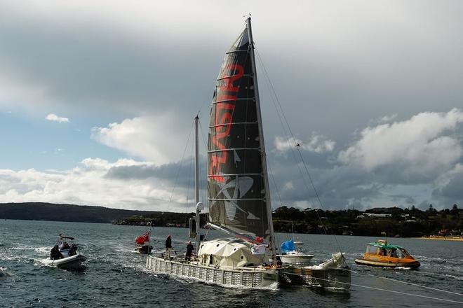 July 2010 – David de Rothschild’s catamaran, made from 12,500 plastic bottles, arrives in Sydney ©  Brendon Thorne / Getty Images