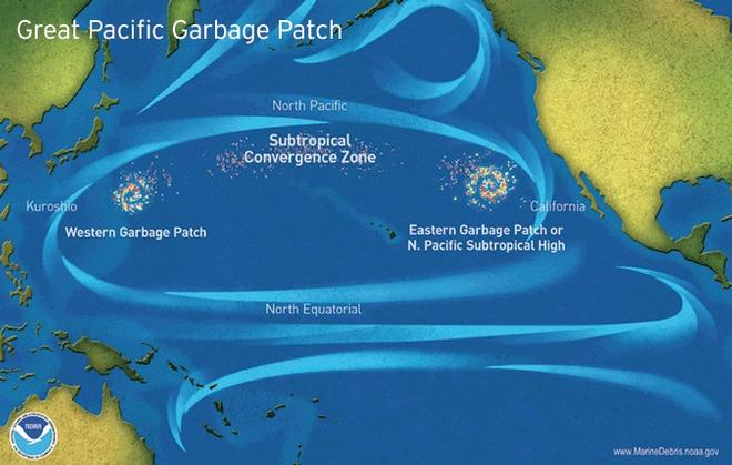 The great pacific garbage patch map © NOAA