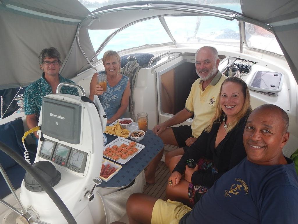 Sundowners on Eye Candy with Mile, Clare, Andrew, Katie and Martin © Freedom and Adventure