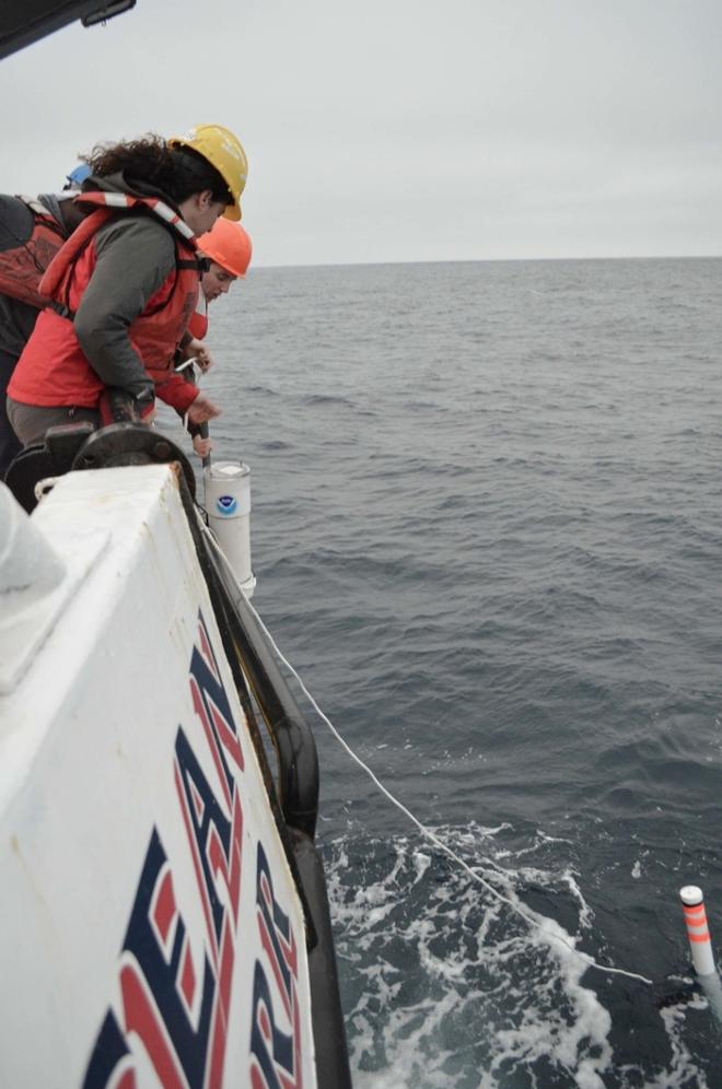 Crew deploying Drifting Autonomous Spar Buoy Recorders © NOAA Fisheries
