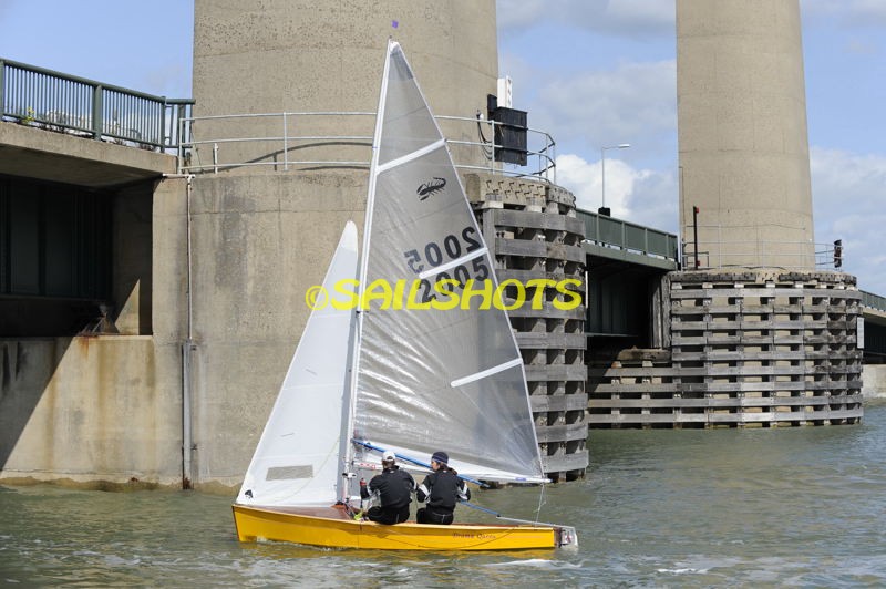 Bridge ducking in the Sheppey Round the Island Race photo copyright Steve Arkley / www.sailshots.co.uk taken at Isle of Sheppey Sailing Club and featuring the Scorpion class