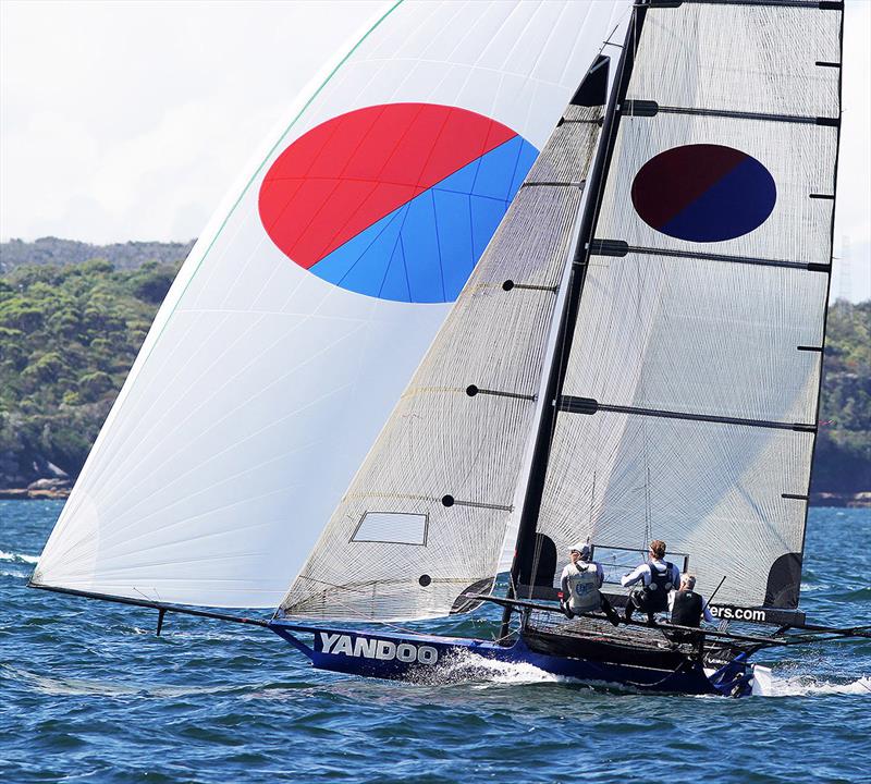 Series leader Yandoo in last Sunday's Race 7 of the 18ft Skiff NSW Championship photo copyright Frank Quealey taken at Australian 18 Footers League and featuring the 18ft Skiff class