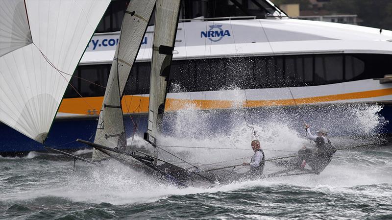 Who else would have the courage to do this at 69-years-old - John 'Woody' Winning photo copyright Frank Quealey taken at Australian 18 Footers League and featuring the 18ft Skiff class