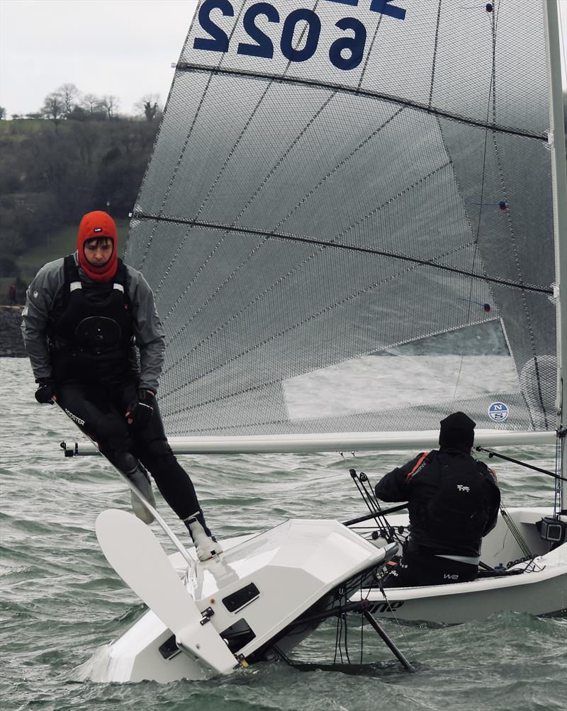 Jamie Morgan keeping his feet dry during the Noble Marine Solo Winter Championship 2022 photo copyright Will Loy taken at Carsington Sailing Club and featuring the Solo class
