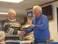 Champion Graham Bantock receiving the trophy from DWRSC commodore Phil Holliday © Janice Uttley