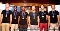 Gold, silver and bronze medallists at the 470 African Championship © Trevor Wilkins Photography