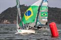 Alex Maloney and Molly Meech lead around the bottom mark for the final time - Medal Race - 49er FX - Rio 2016 © Richard Gladwell 
