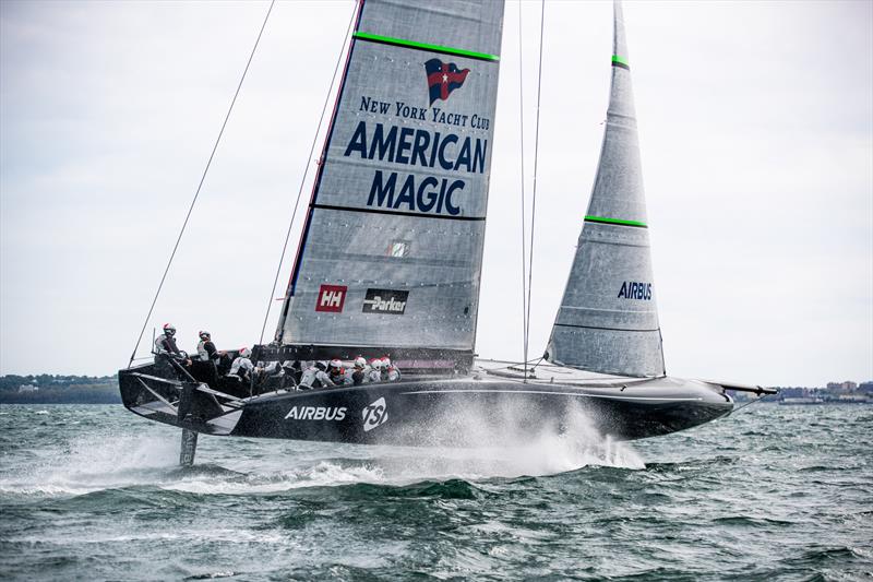 American Magic's AC75 Defiant testing off Newport, RI photo copyright Amory Ross / NYYC American Magic taken at New York Yacht Club and featuring the AC75 class