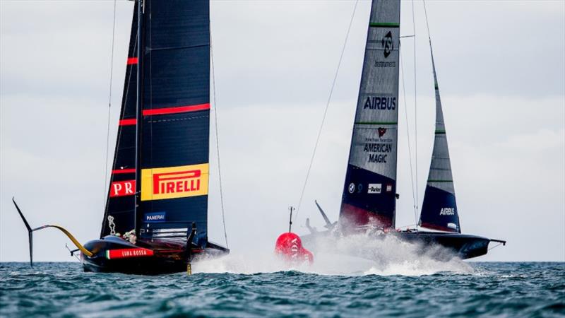 American Magic shows impressive speed around the race course against Luna Rossa Prada Pirelli photo copyright Sailing Energy / American Magic taken at  and featuring the AC75 class