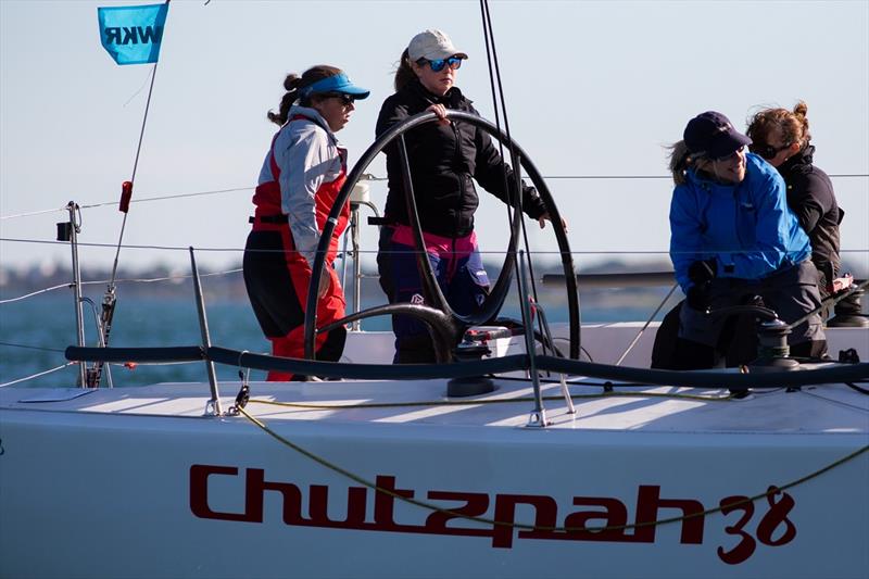 Jo Breen at the helm of Chutzpah 38 - Australian Women's Keelboat Regatta photo copyright Bruno Cocozza / AWKR taken at Royal Melbourne Yacht Squadron and featuring the Adams 10 class