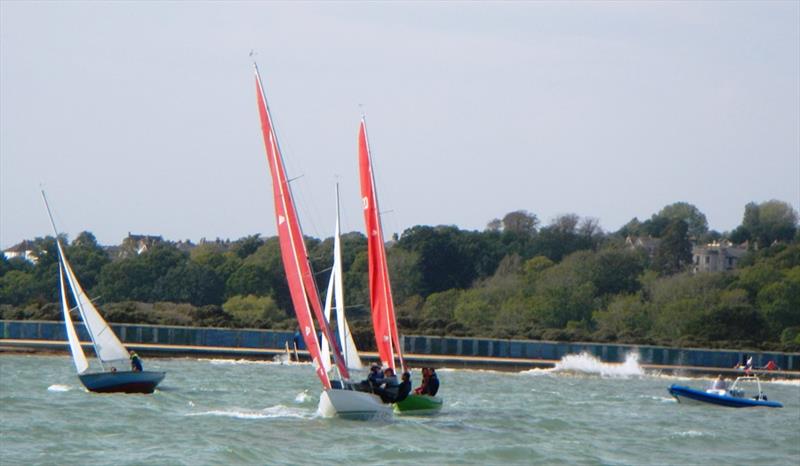 Redwinds and BODs upwind in race 1 during the penultimate weekend of Redwing & One-Design 2020 racing at Bembridge photo copyright Mike Samuelson taken at Bembridge Sailing Club and featuring the Bembridge Redwing class