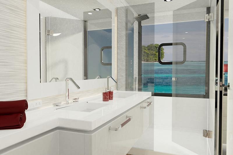 Spaceline 100 Hybrid - Bathroom photo copyright Ultimate Catamarans taken at  and featuring the Catamaran class