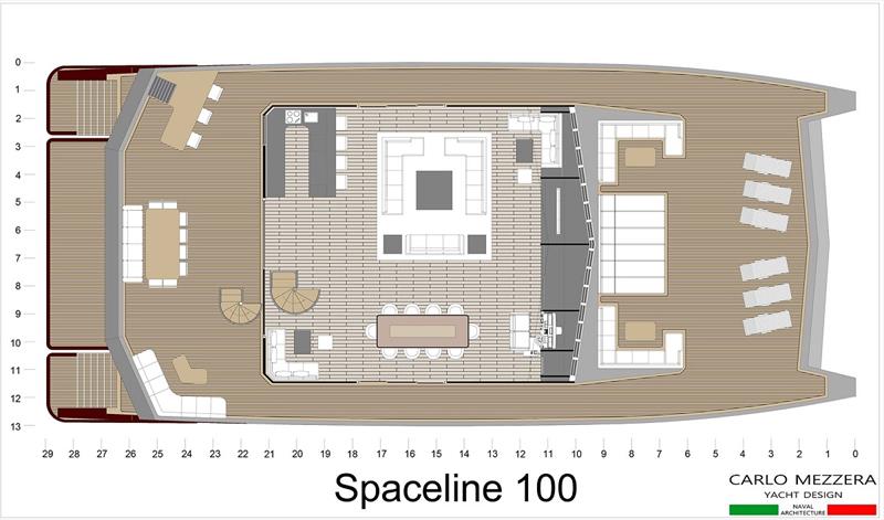 Spaceline 100 Hybrid - Main deck layout photo copyright Ultimate Catamarans taken at  and featuring the Catamaran class
