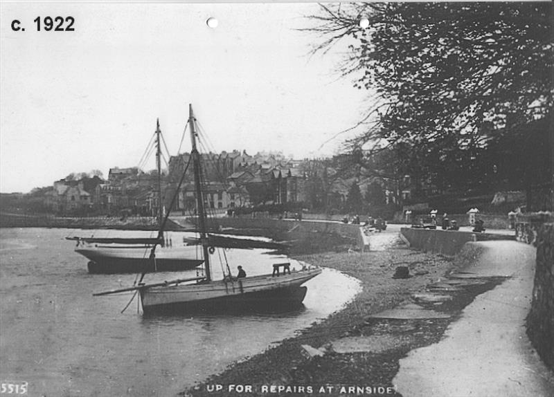 Prawners up for repair on Arnside Promenade in 1922 - photo © Arnside Archive
