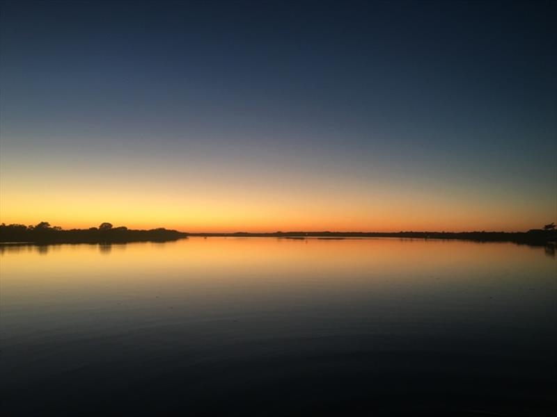 A perfectly still pre-dawn departure from ‘The Well', discovering the joys of flat water cruising on the intra-coastal waterway connecting the Gold Coast with Brisbane photo copyright Kristen Anderson taken at  and featuring the Cruising Yacht class