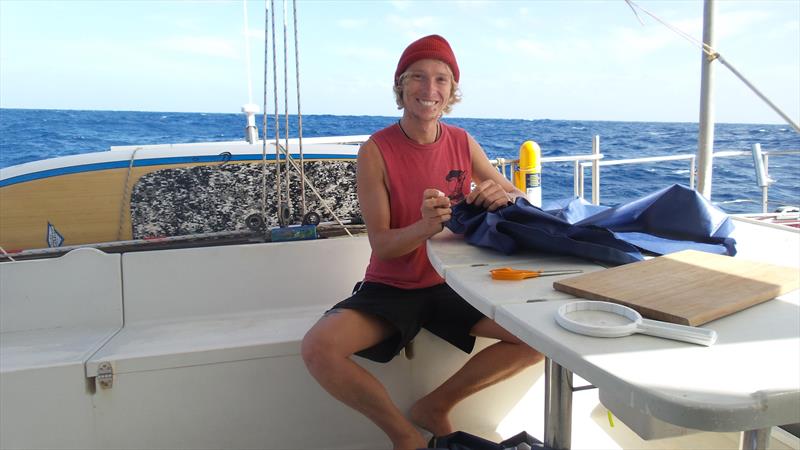 Charlie and one his many sewing projects photo copyright Mission Ocean taken at  and featuring the Cruising Yacht class