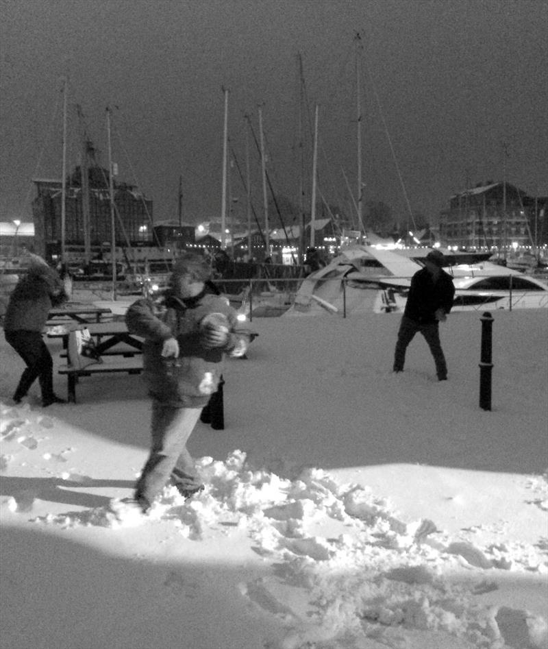 Midnight snowball fight on the way home from the quiz night photo copyright SV Taipan taken at  and featuring the Cruising Yacht class