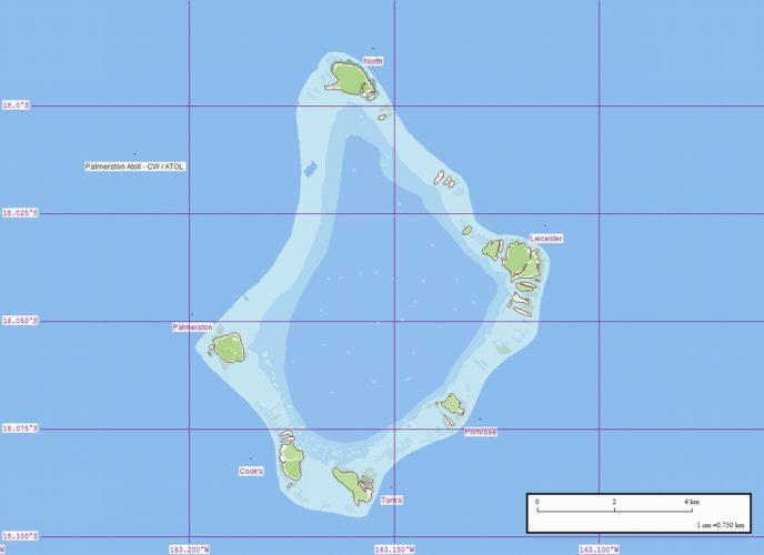Palmerston Island map (Creative Commons Attribution 2.0 Generic license) - photo © Hugh & Heather Bacon