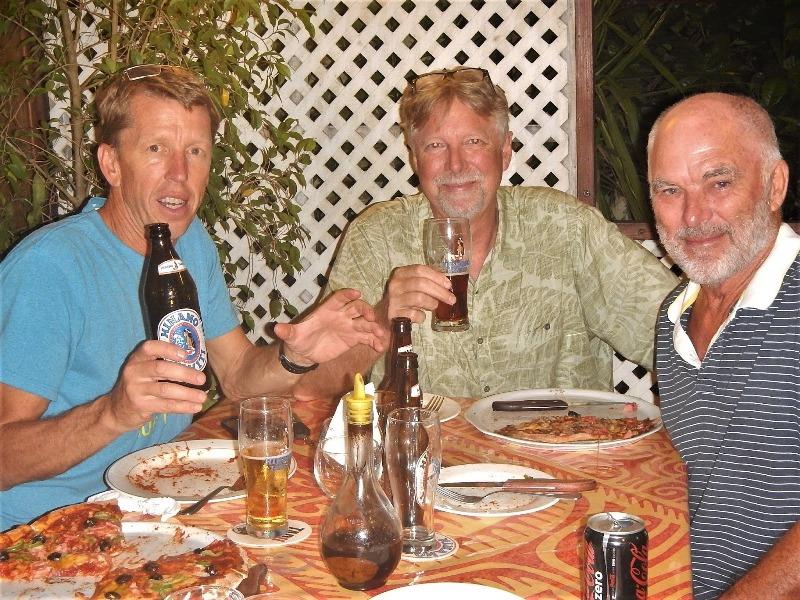 Pizza with Tom and Rob and Andrew photo copyright Andrew and Clare taken at  and featuring the Cruising Yacht class