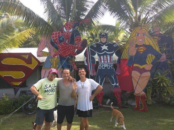World ARC 2018 - Niue The Strong and Brave O'Deline crew with Spiderman, Captain America, Superman and Superwomen - photo © World Cruising