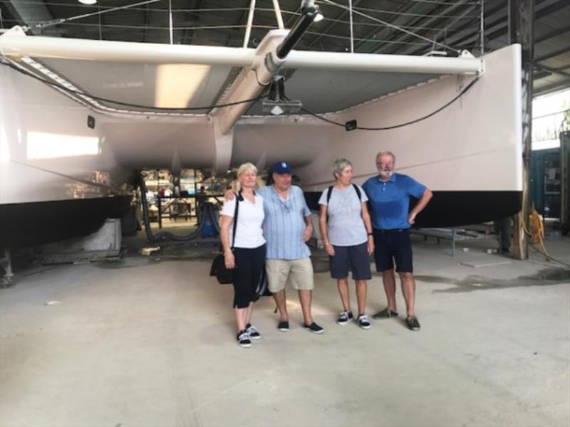 John and Juanita at the factory before launching photo copyright Multihull Central taken at  and featuring the Cruising Yacht class