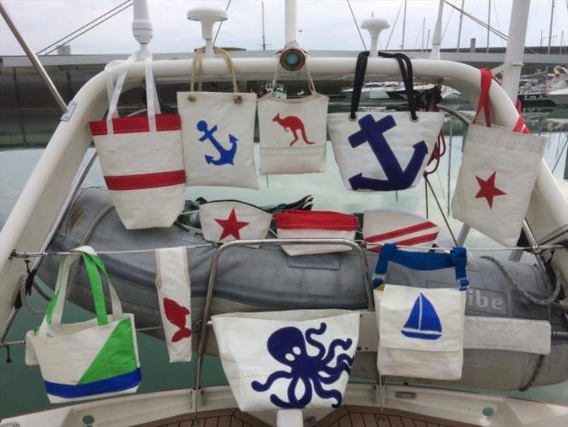Some of the creations I have made from the old main sail - photo © Red Roo